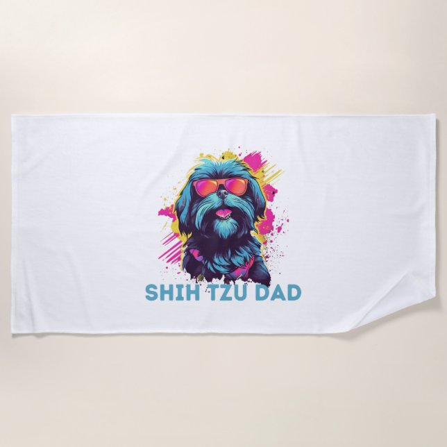 Serviette De Plage Shih Tzu Papa (Devant)