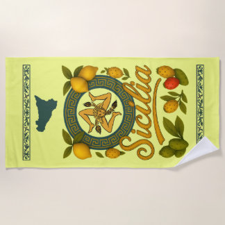 Serviette De Plage Sicilia Trinacria Beach Towel