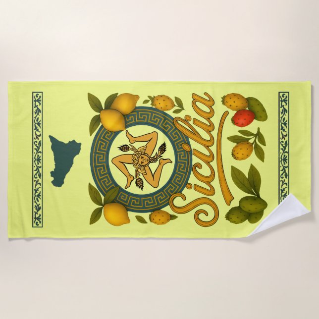 Serviette De Plage Sicilia Trinacria Beach Towel (Devant)