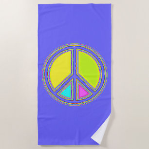 Serviette De Plage Signe de PAIX avec des couleurs remplies 1