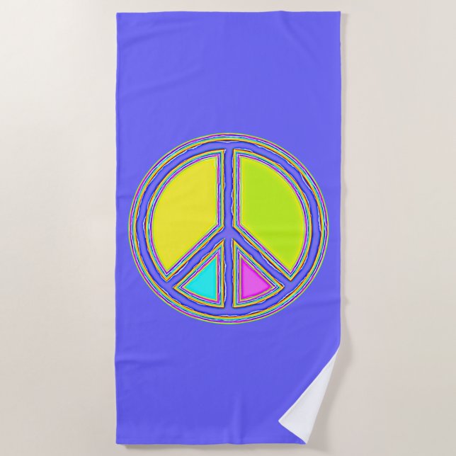 Serviette De Plage Signe de PAIX avec des couleurs remplies 1 (Devant)