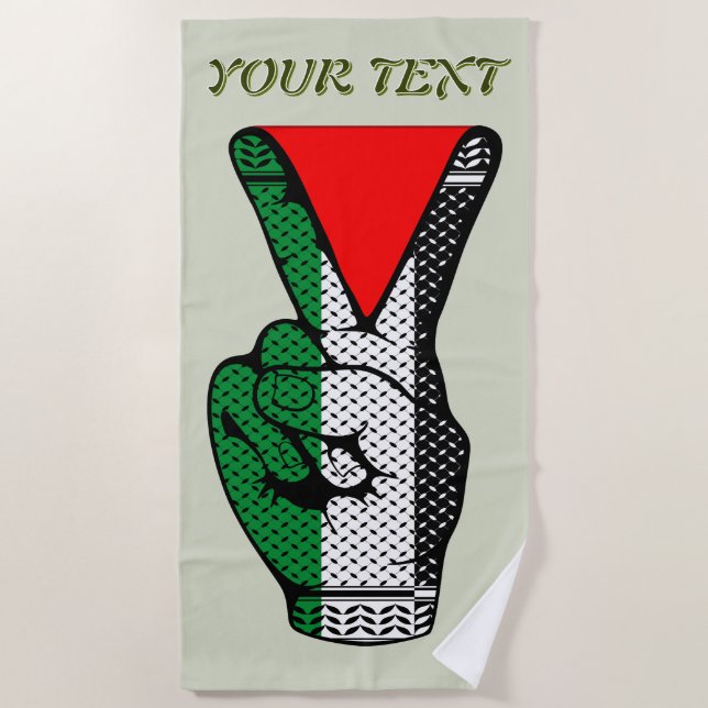 Serviette De Plage Signe de victoire à la main Résistance Symbole Tri (Devant)