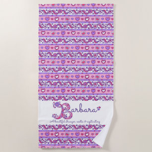 Serviette De Plage signification du nom Barbara B fleur cœur serviett
