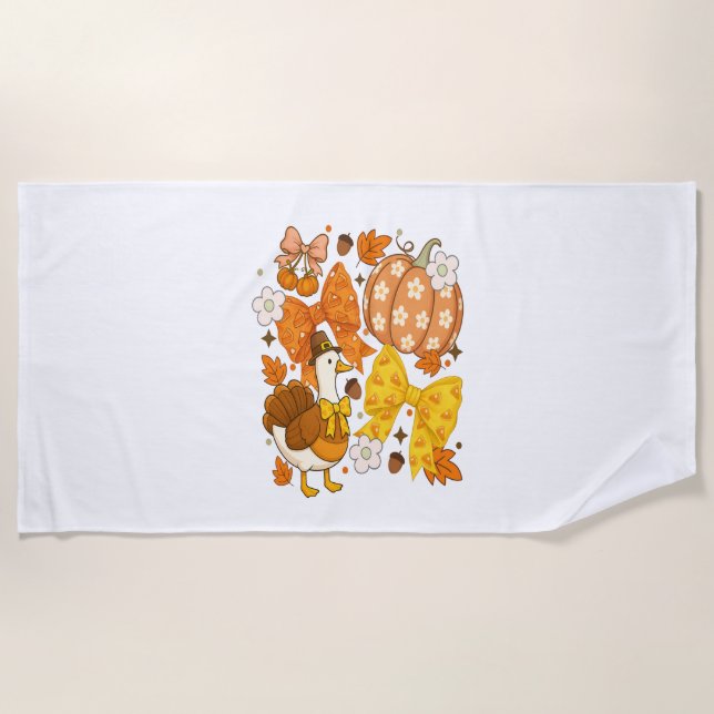 Serviette De Plage Silencieux Goose Thankgiving Coquette Turquie (Devant)