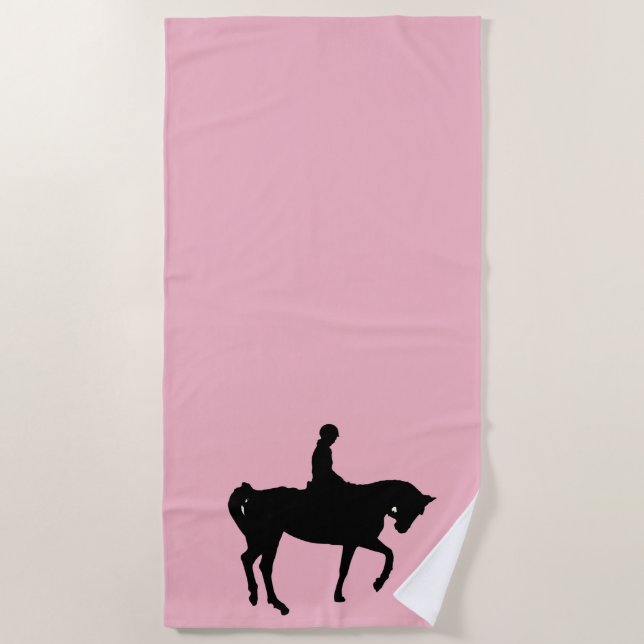 Serviette De Plage Silhouette cheval et cavalier (Devant)
