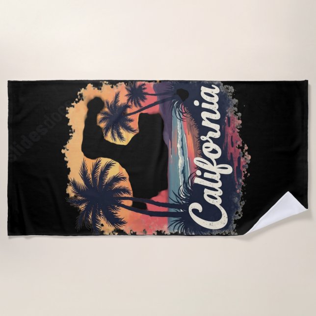 Serviette de plage silhouette de coucher de soleil (Devant)