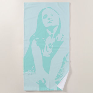 Serviette De Plage Silhouette de la fille de danse aquarelle à la mod
