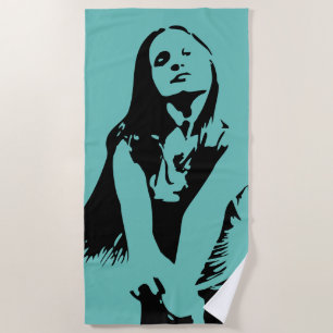 Serviette De Plage Silhouette de la fille de danse noire à la mode