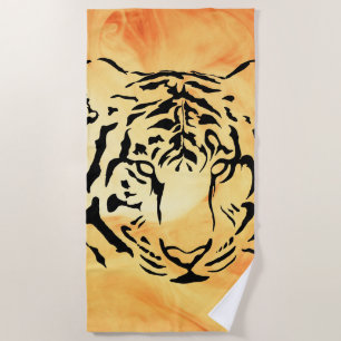 Serviette De Plage Silhouette de tigre noir et blanc
