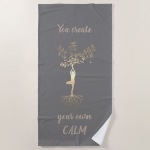 Serviette De Plage Silhouette Gold Tree, Vous Créez Votre Propre Calm