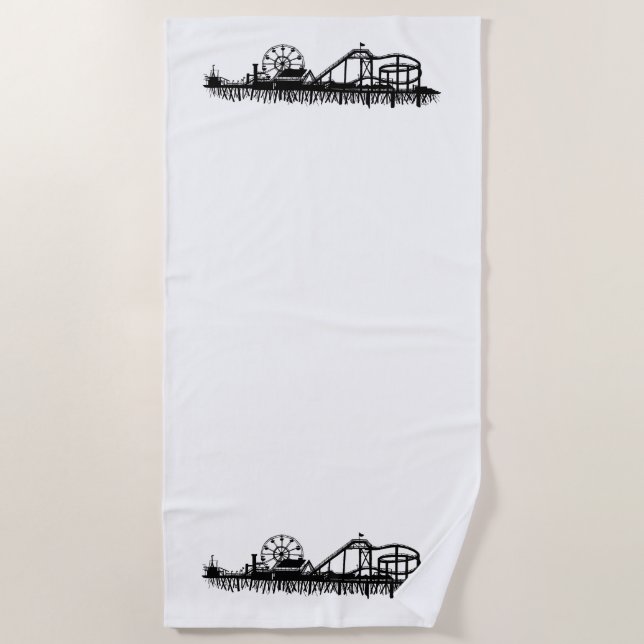 Serviette De Plage Silhouette Iconic Pier Californie Père Noël Monica (Devant)