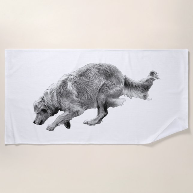 Serviette De Plage Silhouette propre, coureur hivernal (Devant)