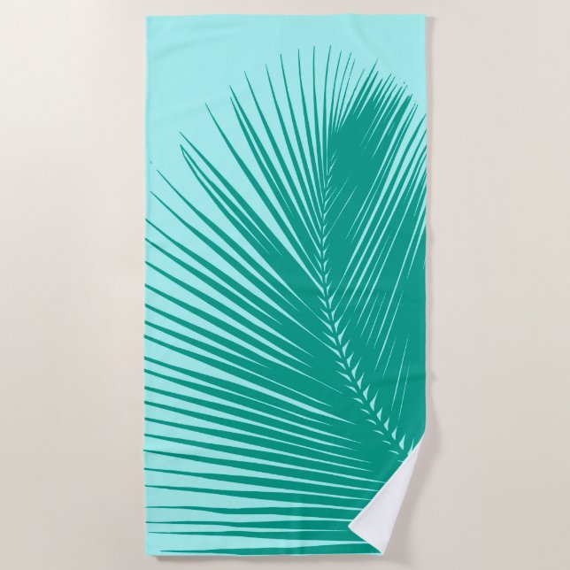 Serviette De Plage Silhouette, turquoise et Aqua en feuille de (Devant)