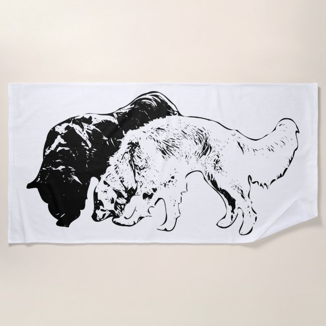 Serviette De Plage Silhouettes frappantes de deux (Devant)