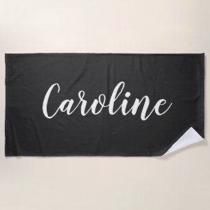 Serviette De Plage Simple Chic Tendance Calligraphie Personnalisée 