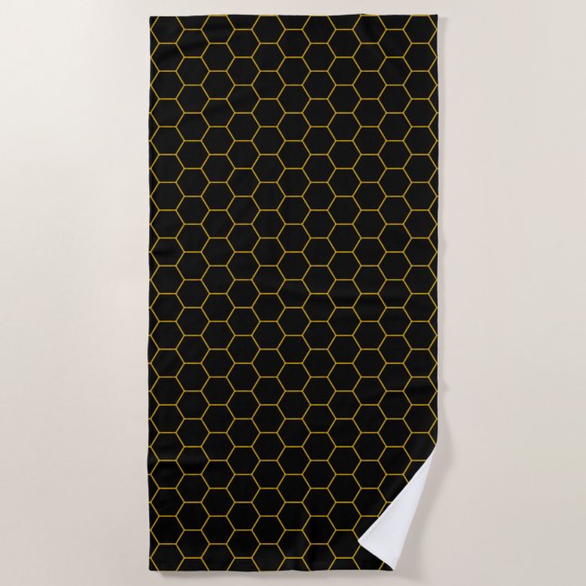 Serviette De Plage Simple et moderne Honeypeb motif noir jaune (Devant)