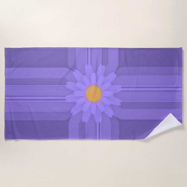 Serviette De Plage Simple Fleur Violette sur Croix Moderne (Devant)