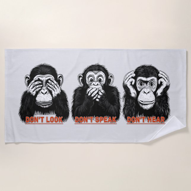 Serviette De Plage singes sages (Devant)
