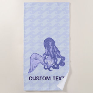 Serviette De Plage Sirène assise bleue