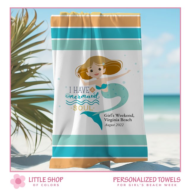 Serviette De Plage Sirène de week-end personnalisée pour filles (Créateur téléchargé)