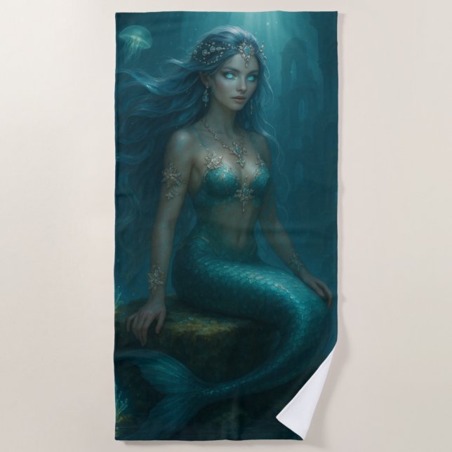 Serviette De Plage Sirène Mystique (Devant)