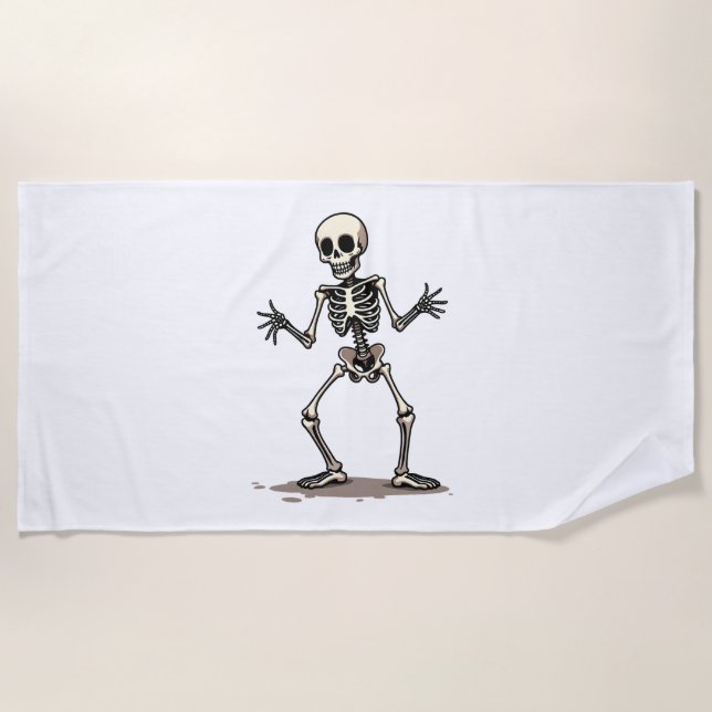 Serviette De Plage Skeleton Doing Dab - Drôle Halloween Dance Shi (Devant)