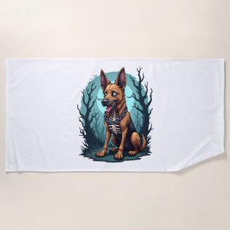 Serviette De Plage Skeleton Shepherd Dog