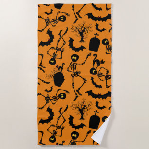 Serviette De Plage Skeletons d'Halloween Macabre Dance