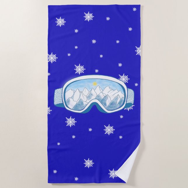 Serviette De Plage Ski Goggers Snowflake Dance (Devant)