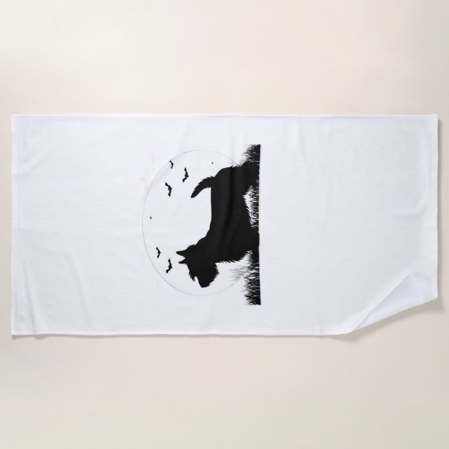 Serviette De Plage Skye Terrier Dog � Halloween Moon Silhouette Class (Devant)