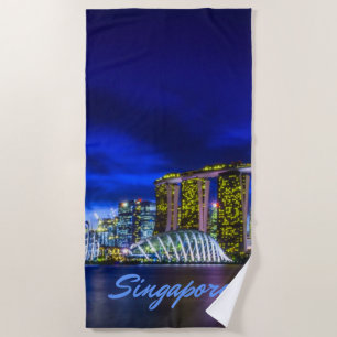 Serviette De Plage Skyline De Singapour La Nuit
