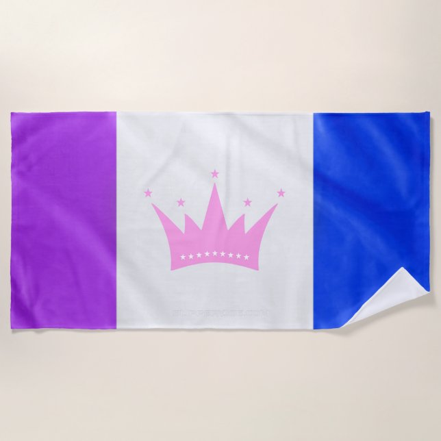 Serviette De Plage SlipperyJoe drag pride flag purple white blue crow (Devant)