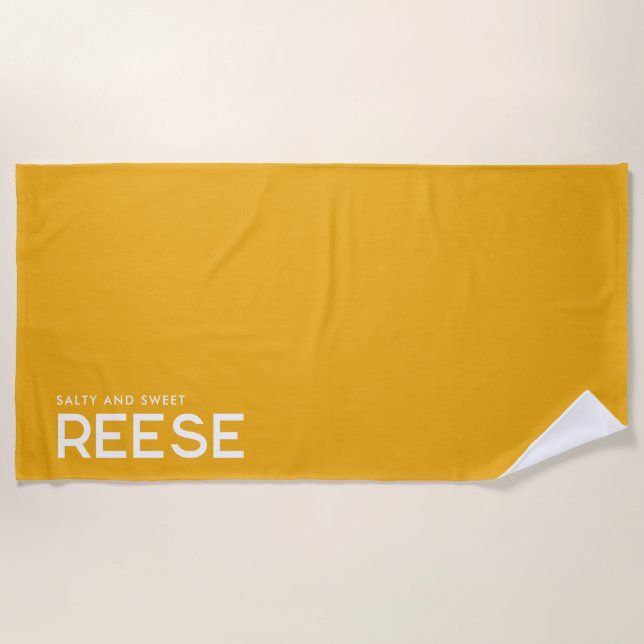 Serviette de plage Slogan personnalisée jaune (Devant)