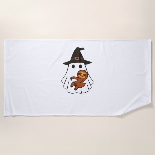 Serviette De Plage Sloth Halloween Ghost Witch Casquettes Amoureux de (Devant)