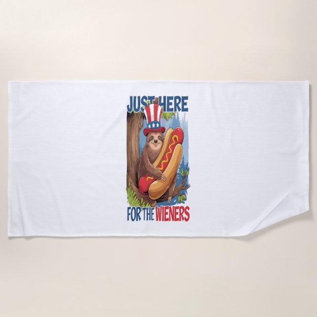 Serviette De Plage Sloth Hot Dog 4 juillet BBQ (Devant)