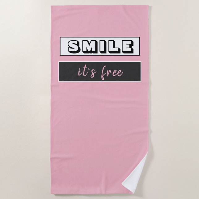 Serviette De Plage Smile it`s gratuit Motivational Quote Typographie  (Devant)