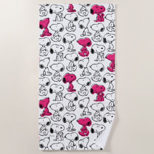 Serviette De Plage Snoopy Black & Magenta Motif