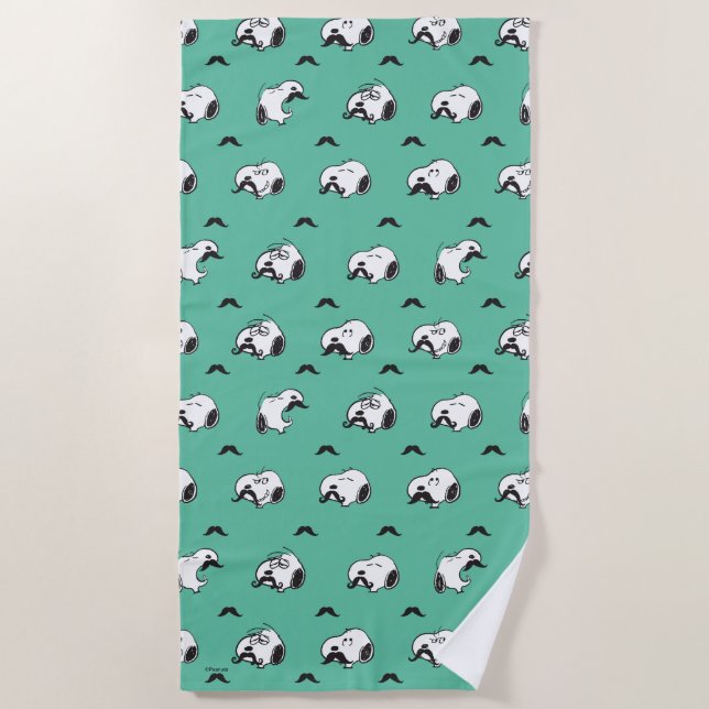 Serviette De Plage Snoopy Moustaches et Motif Turquoise (Devant)