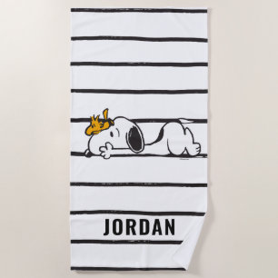 Serviette De Plage Snoopy & Woodstock   Ajouter Votre Nom