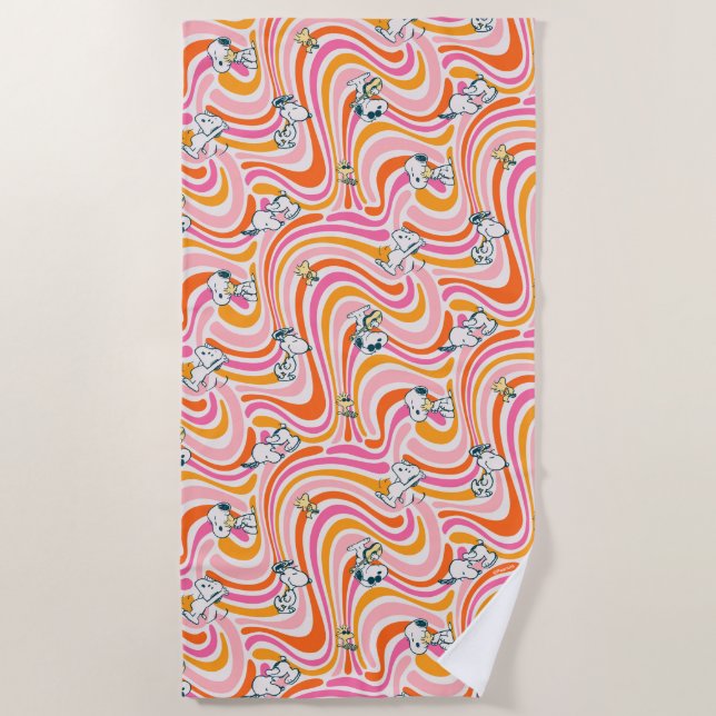 Serviette De Plage Snoopy & Woodstock Super Vibes Motif orange (Devant)