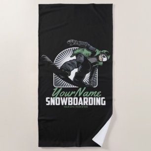 Serviette De Plage Snowboard personnalisé Snow Boarder Shredding 