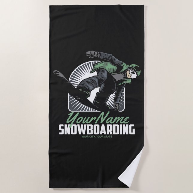Serviette De Plage Snowboard personnalisé Snow Boarder Shredding  (Devant)