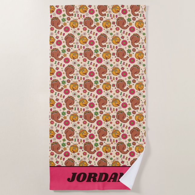 Serviette De Plage Snuffleupagus et Big Bird Super Flower Motif (Devant)