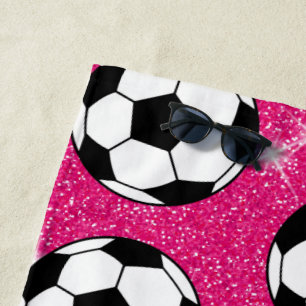 Serviette De Plage Soccer Ball Pink Frost Parties scintillant Sport J