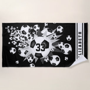 Serviette De Plage soccer ballon souffle filles nom jersey numéro