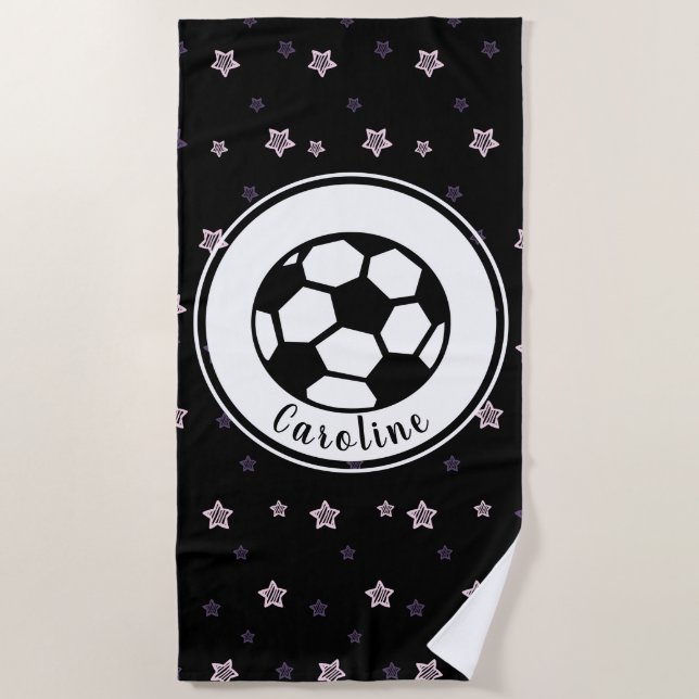 Serviette De Plage Soccer Love mignonne Star Filles Motifs Personnali (Devant)