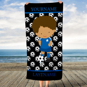 Serviette De Plage Soccer Nom personnalisé Enfants