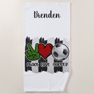Serviette De Plage Soccer paix et amour