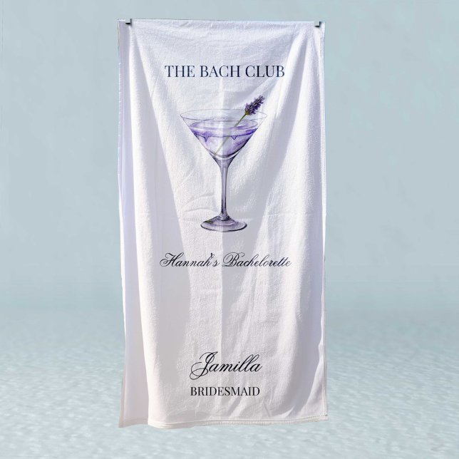 Serviette De Plage Social Club Lavendre Cocktail Les Filles du Voyage (Personalized Beach Towel)