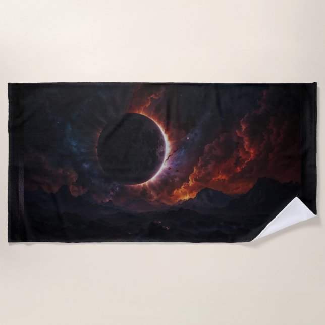 Serviette De Plage Solar Eclipse Chef-d'oeuvre cosmique Xzendor7 Art  (Devant)